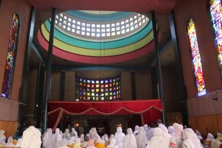 Inside Debre Libanos Monastery near Addis Ababa